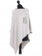 Ladies Cashmere Mix Side Zip Detail Knitted Poncho Shrug light_mocha side