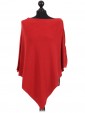 Ladies Cashmere Mix Side Zip Detail Knitted Poncho Shrug light_rust