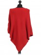 Ladies Cashmere Mix Side Zip Detail Knitted Poncho Shrug light_rust back