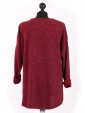 Italian Cat Embossed High Low Glittery Top Maroon Back