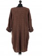 Italian Ladies Pocket Lagenlook Dress brown back