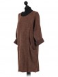 Italian Ladies Pocket Lagenlook Dress brown side