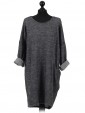Italian Ladies Pocket Lagenlook Dress grey