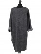 Italian Ladies Pocket Lagenlook Dress grey back