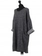 Italian Ladies Pocket Lagenlook Dress grey side