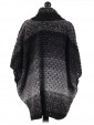 Ladies Wool mix Knitted Poncho charcoal back