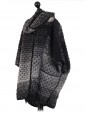 Ladies Wool mix Knitted Poncho charcoal side
