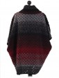 Ladies Wool mix Knitted Poncho wine back