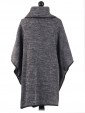 Ladies Wool mix Knitted Poncho grey back