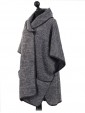 Ladies Wool mix Knitted Poncho grey side
