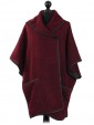 Ladies Wool mix Knitted Poncho maroon