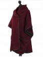 Ladies Wool mix Knitted Poncho maroon side