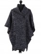 Ladies Wool mix Knitted Poncho charcoal
