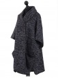 Ladies Wool mix Knitted Poncho charcoal side