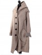 Ladies Woollen Front Button Hooded Winter Coat beige side
