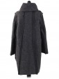 Ladies Woollen Front Button Hooded Winter Coat charcoal back