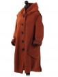 Ladies Woollen Front Button Hooded Winter Coat rust side