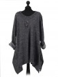 Italian Lagenlook Front Button Tunic Top grey