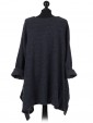Italian Lagenlook Front Button Tunic Top navy back
