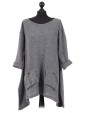 Italian Woollen Knitted Tunic Top Grey