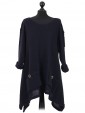 Italian Woollen Knitted Tunic Top Navy 