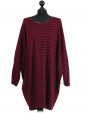 Italian Batwing Knitted Dress Maroon