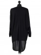 Italian Plain High Low Batwing Top black back