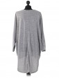 Italian Plain High Low Batwing Top grey back