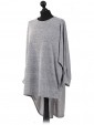 Italian Plain High Low Batwing Top grey side