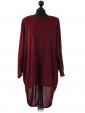 Italian Plain High Low Batwing Top maroon 