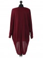 Italian Plain High Low Batwing Top maroon back