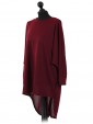 Italian Plain High Low Batwing Top maroon side