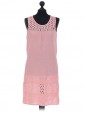 Italian Sleeveless Laser Cut Detail Dress pink