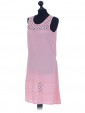 Italian Sleeveless Laser Cut Detail Dress pink side