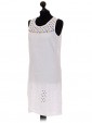 Italian Sleeveless Laser Cut Detail Dress white side