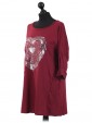 Italian Sequin Heart Cotton Top Wine Side