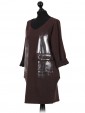 Italian Lagenlook Glossy Pocket Dress brown side