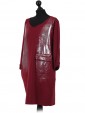 Italian Lagenlook Glossy Pocket Dress wine side