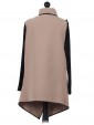 Italian Wool Wrap Over Coat with Gold Buckle Detail beige back