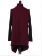 Italian Wool Wrap Over Coat with Gold Buckle Detail wine back