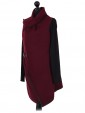 Italian Wool Wrap Over Coat with Gold Buckle Detail wine side