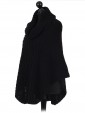 Italian Ladies Wool Mix Turtle Neck Knitted Poncho black side
