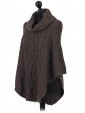 Italian Ladies Wool Mix Turtle Neck Knitted Poncho charcoal side