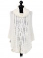Italian Ladies Wool Mix Turtle Neck Knitted Poncho white